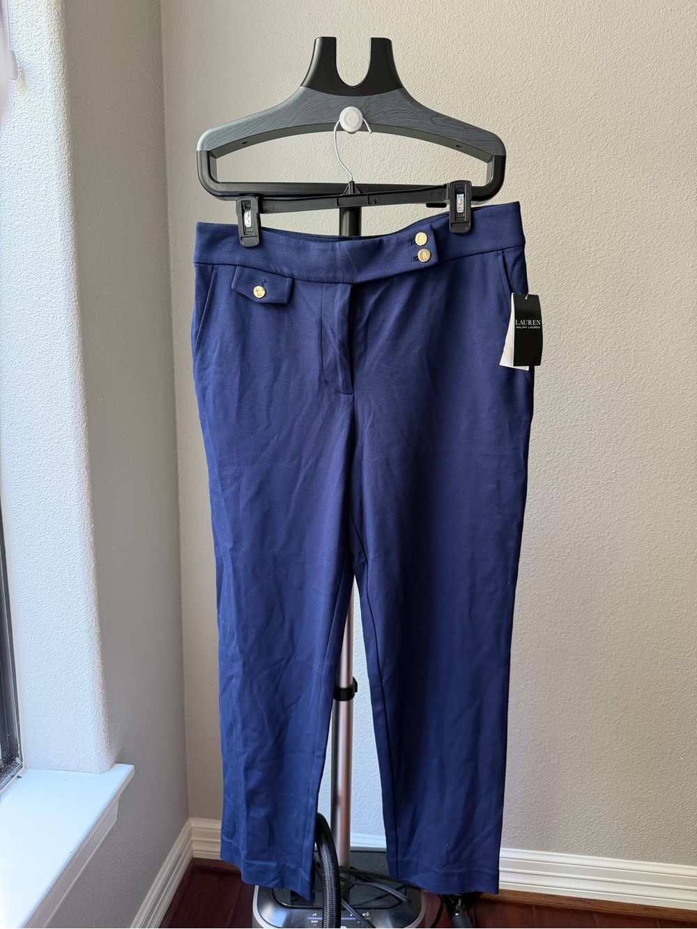Lauren Ralph Lauren Women’s Navy Ponte High-Rise Straight Ankle Pants Pockets L - Picture 5 of 10